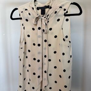 Marc by Marc Jacobs Cream Polka Dot Tie-Neck Sleeveless Blouse
